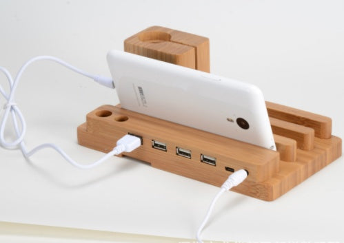 Compatible with Apple  Bamboo, wood and Mobile apple watch bracket charging wooden bracket multi-function flat cell phone base