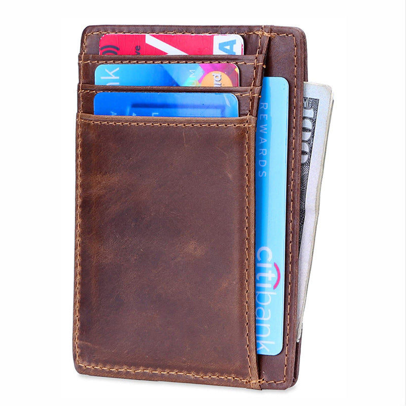 Men's Leather Card Holder RFID Anti-theft Brush In Europe And America