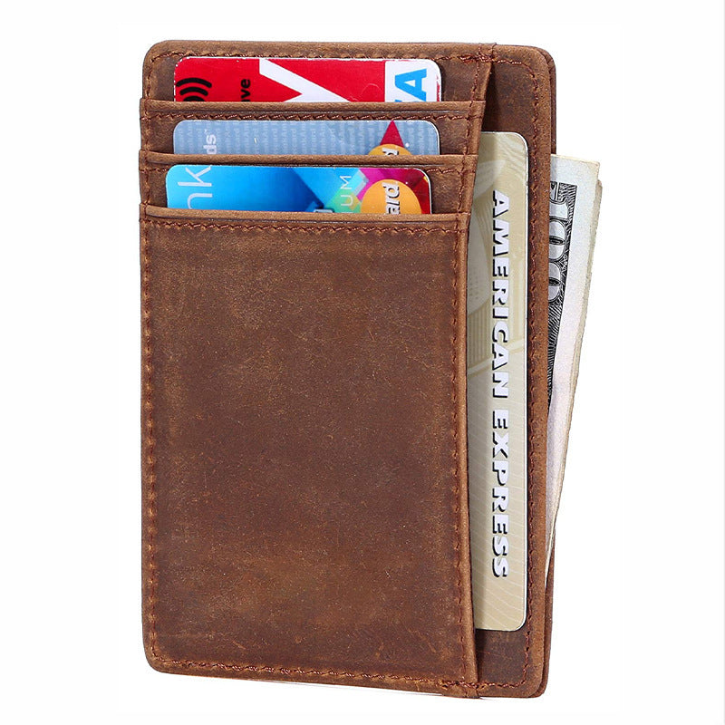 Men's Leather Card Holder RFID Anti-theft Brush In Europe And America