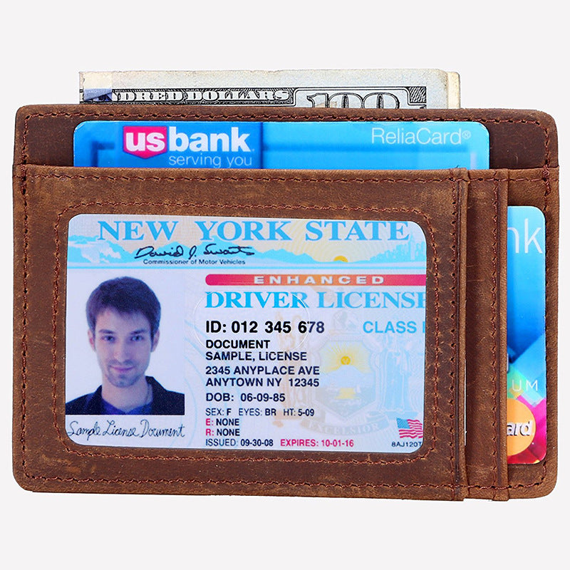 Men's Leather Card Holder RFID Anti-theft Brush In Europe And America